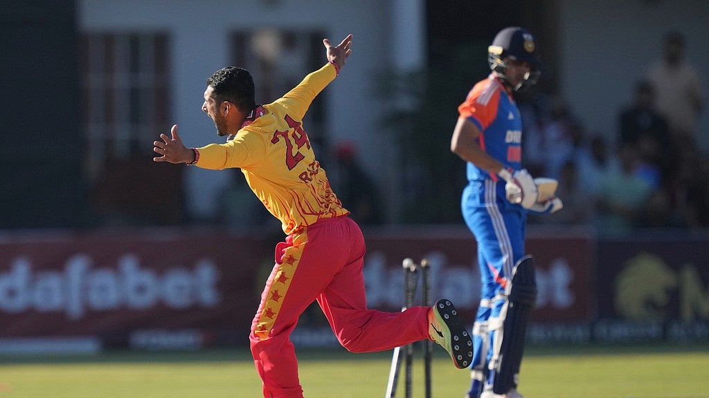Zimbabwe captain Sikandar Raza (left) clean bowls his opposite number, India's Shubman Gill during the 1st T20I in Harare on Saturday (July 6, 2024).  - AP/Tsvangirayi Muikwazhi